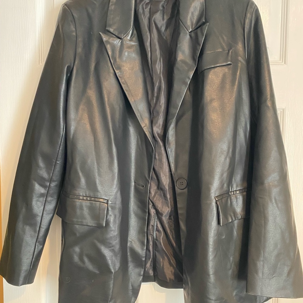 Windsor Black Faux Leather Blazer